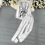 2-delige lounge set - trendy gebreide cardigan en broek