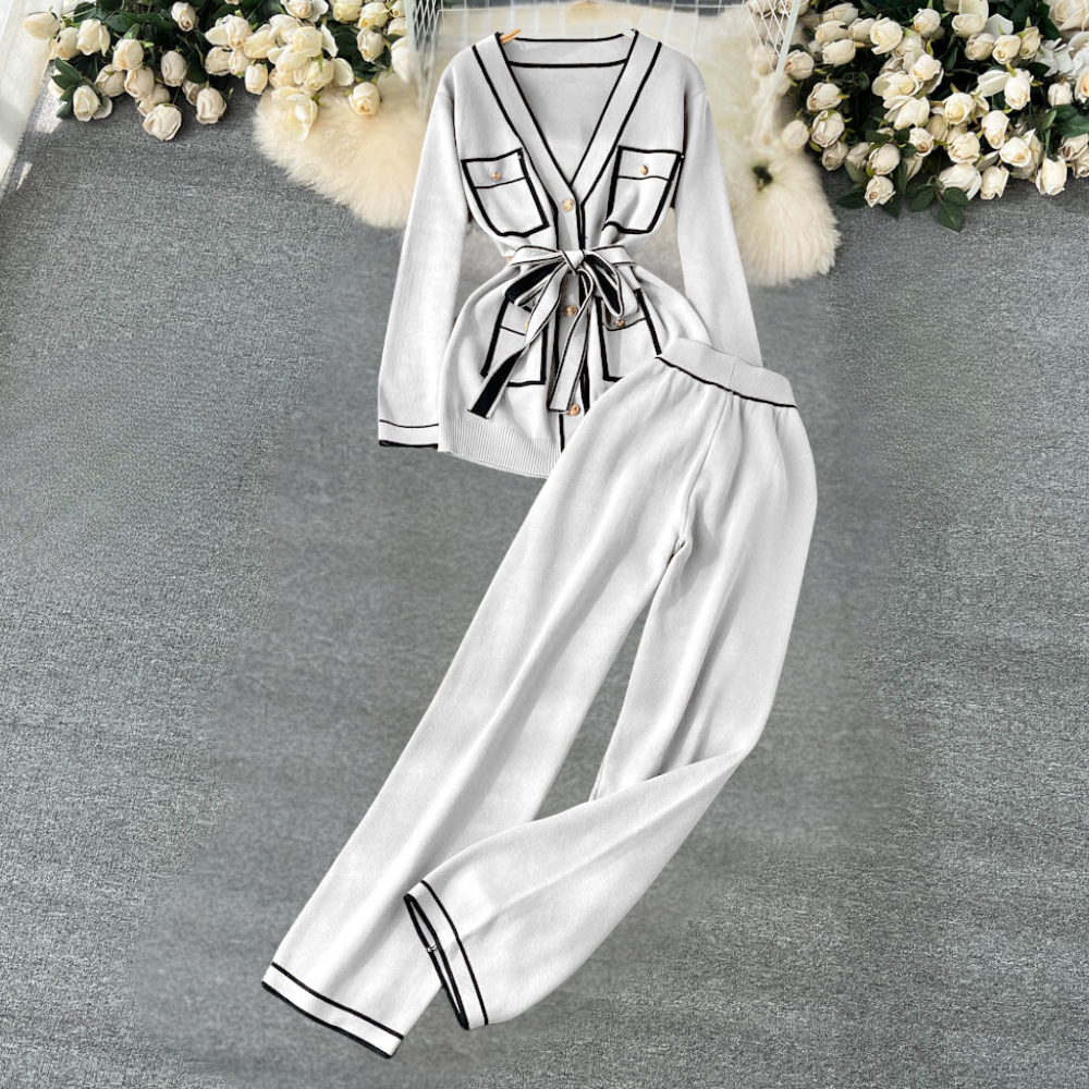 2-delige lounge set - trendy gebreide cardigan en broek