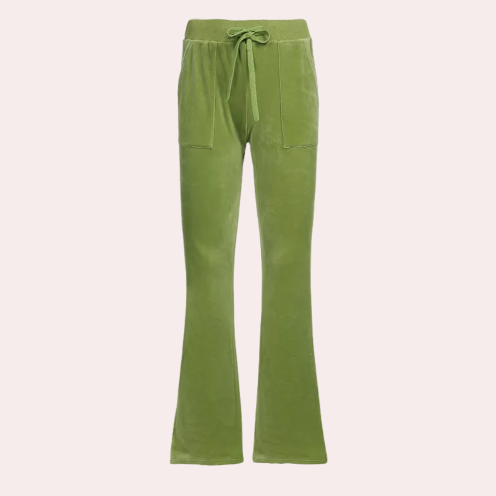 Dames casual sweatpants - lichtgewicht flared broek in gezellig groen voor dagelijks gebruik - voor thuis en casual uitjes
