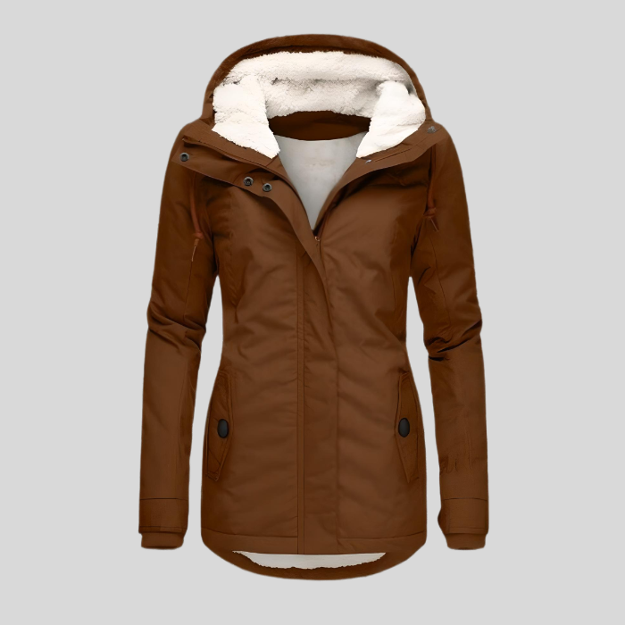 Waterdichte winterjas met capuchon - fleece-voering damesjas