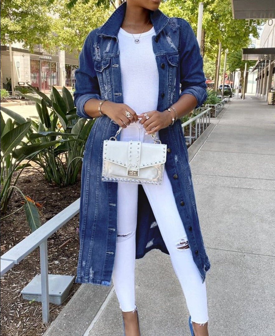 Denim shirt dress - casual oversized dames denimjack