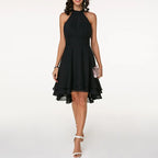 Dames cocktail jurk - halternek met high-low ontwerp voor speciale gelegenheden