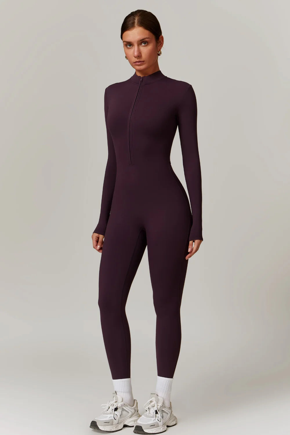Dames jumpsuit van rekbare stof – veelzijdige lange mouwen outfit voor actieve vrouwen