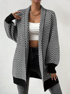 Geometric patroon cardigan - dames open vooraan gebreide trui in gemengde kleuren - Bakkermode.nl