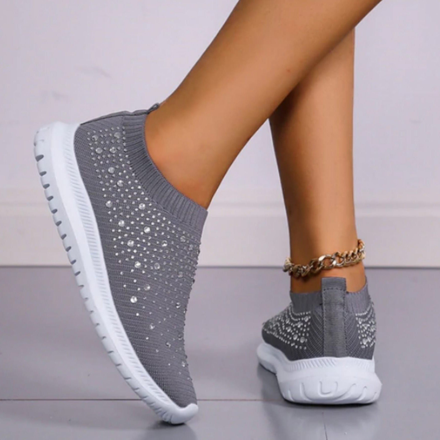 Slip-on orthopedische sneakers - stijlvolle damesschoenen met glitteraccenten