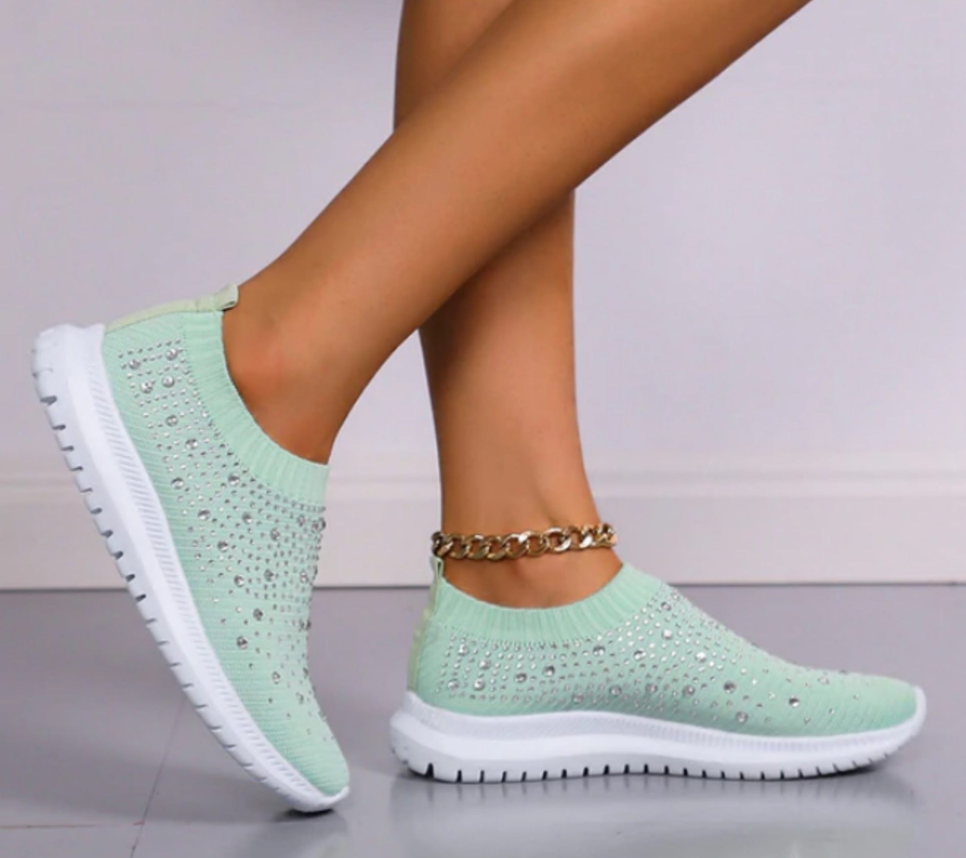 Slip-on orthopedische sneakers - stijlvolle damesschoenen met glitteraccenten