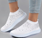 Slip-on orthopedische sneakers - stijlvolle damesschoenen met glitteraccenten
