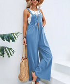Dames casual jumpsuit - relaxte fit met breedbenige stijl voor zomerse uitjes