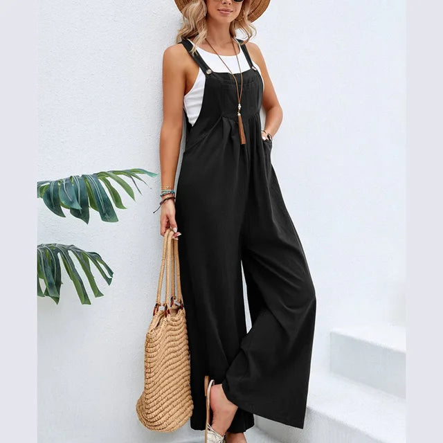 Dames casual jumpsuit - relaxte fit met breedbenige stijl voor zomerse uitjes