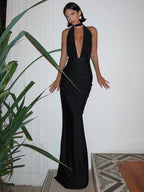 Maxi avondjurk - elegante halternek damesgown