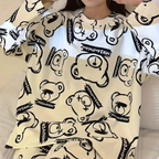 2-delig loungewear set - witte nachtkleding met print voor dames