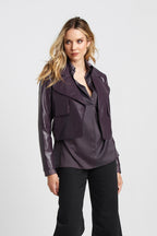 Korte vegan leren open front jasje - mulberry damesjacket