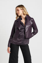 Korte vegan leren open front jasje - mulberry damesjacket