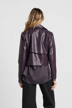 Korte vegan leren open front jasje - mulberry damesjacket