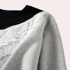 Zwarte luxe sweatshirt - stijlvolle dames trui met vleugeldetail