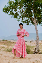 Wikkeldress - bloemenprint in roze voor dames