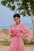 Wikkeldress - bloemenprint in roze voor dames