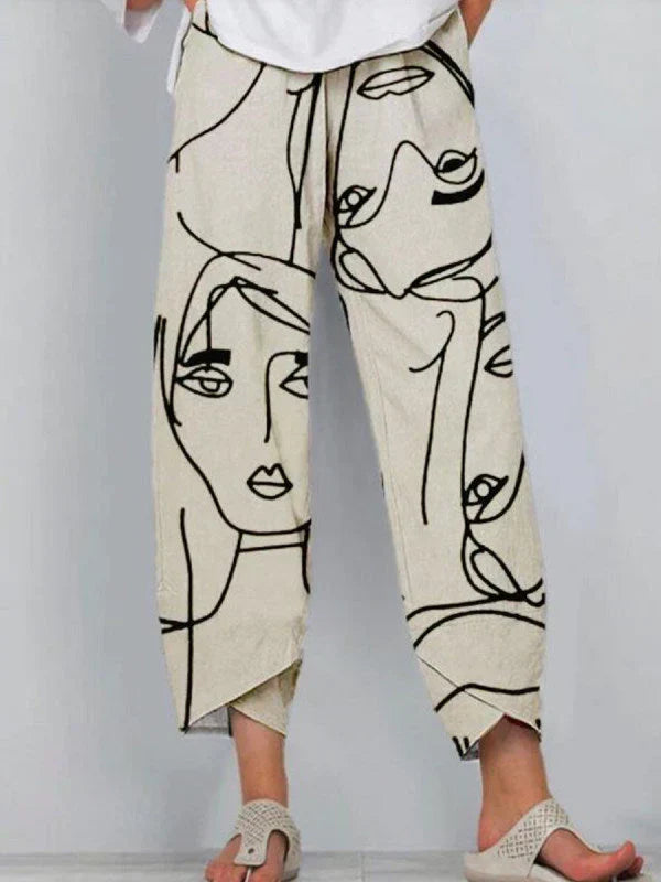 Artistieke loungebroek - abstract ontwerp voor dames