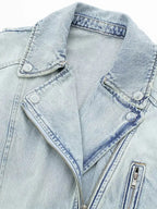 Cropped denimjack - stijlvolle lichtblauwe denim buitenjas voor dames