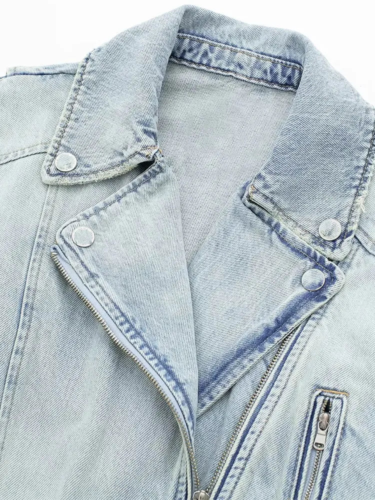 Cropped denimjack - stijlvolle lichtblauwe denim buitenjas voor dames