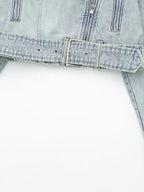Cropped denimjack - stijlvolle lichtblauwe denim buitenjas voor dames