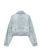 Cropped denimjack - stijlvolle lichtblauwe denim buitenjas voor dames