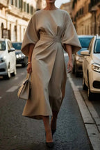 Dames casual midi jurk met elegante wijde mouwen - chique avondmode voor speciale gelegenheden