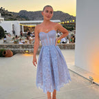 Midi-jurk met corsettop en kanten details - verfijnde avondkleding voor dames