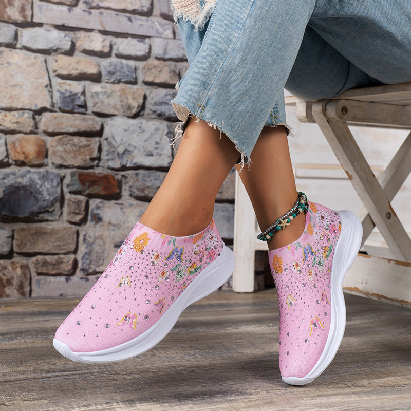 Orthopedische sneakers - dames slip-on schoenen met bloemenpatroon