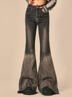 Flared denim jeans - vintage zwarte damesbroeken
