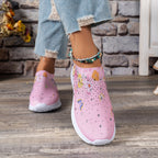 Orthopedische sneakers - dames slip-on schoenen met bloemenpatroon