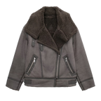 Shearling jacket - grijze aviator jas voor dames