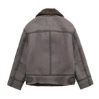 Shearling jacket - grijze aviator jas voor dames