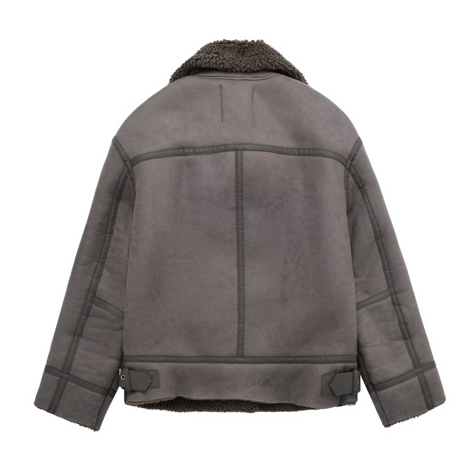 Shearling jacket - grijze aviator jas voor dames