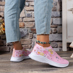 Orthopedische sneakers - dames slip-on schoenen met bloemenpatroon