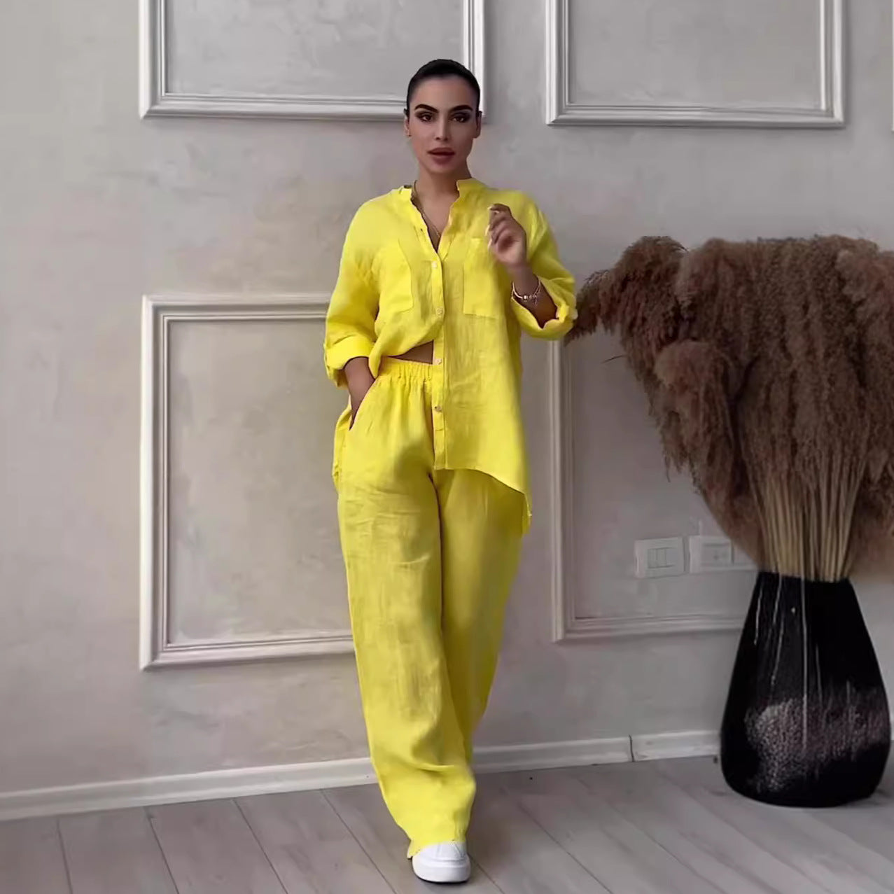 2-delige linnen lounge set - relaxte pasvorm voor dames