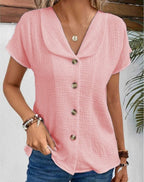 Dames relaxte fit korte mouwen blouse - lichte casual top voor elke dag