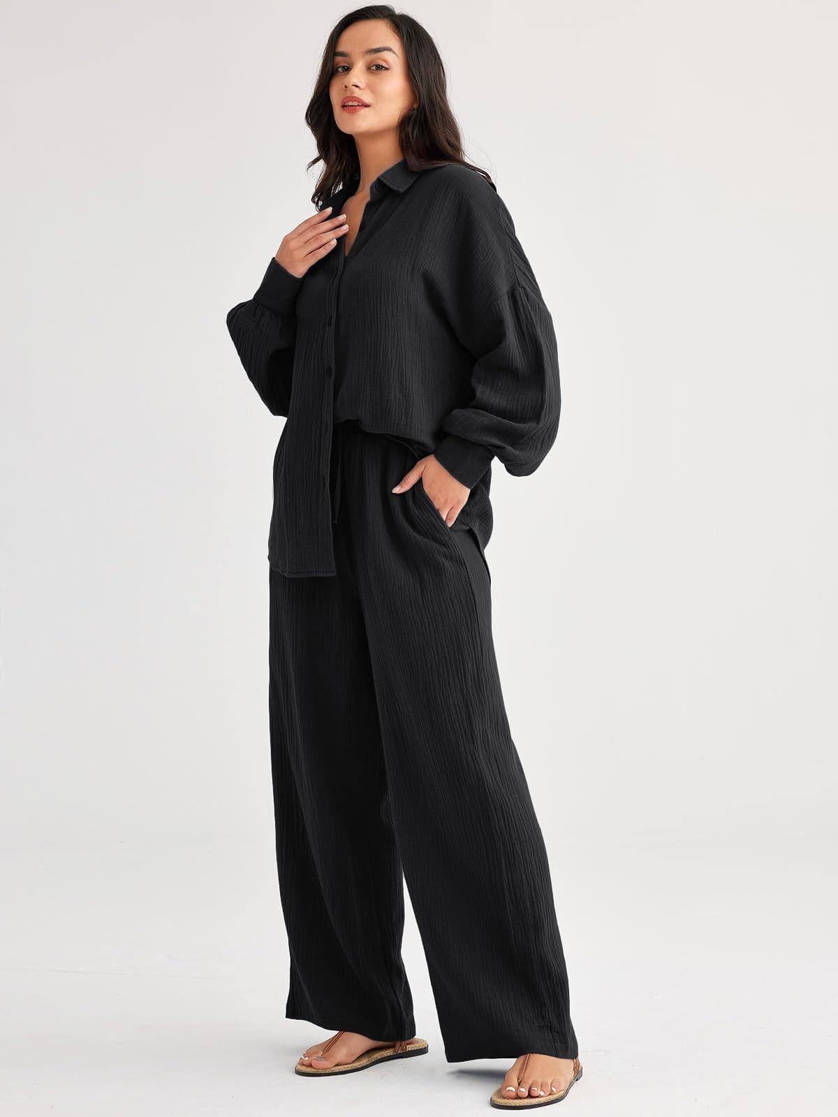 2-delige dames lounge set - stijlvolle en ontspannen blouse met broek voor casual avonden