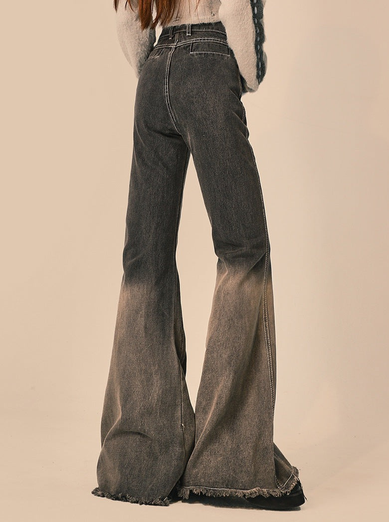 Flared denim jeans - vintage zwarte damesbroeken