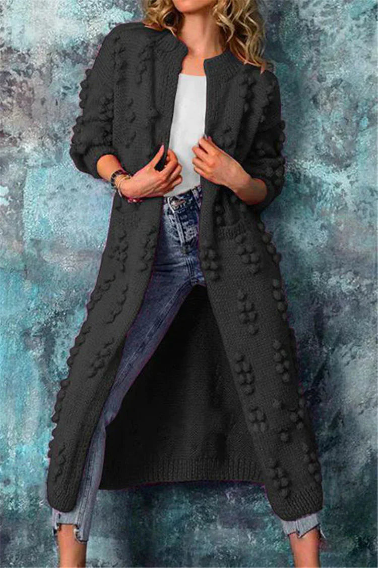 Dames lange gebreide cardigan - gezellige open voorlaag voor casual looks