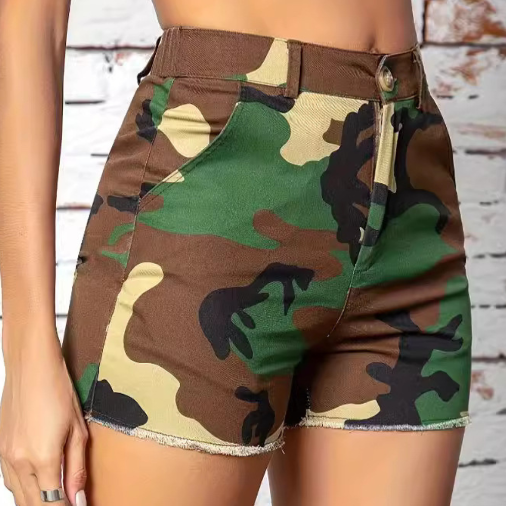 Hoge taille camouflage shorts - trendy casual zomer shorts voor dames