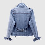 Denim jacket - trendy blauwe dames cropped bikerjack