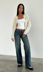 Dames lage taille straight-leg jeans - relaxte pasvorm voor casual looks