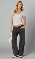 Dames lage taille straight-leg jeans - relaxte pasvorm voor casual looks