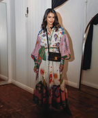 Multikleurige midi-jurk - elegante dagoutfit voor vrouwen