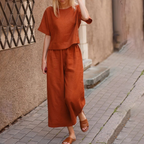 2-delige vrouwen casual top en luchtige broek set - lichtgewicht outfit voor dagelijks gebruik