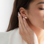 2-delige bloemenoorbellen - verfijnde moeder-of-pearl zilveren damesaccessoires