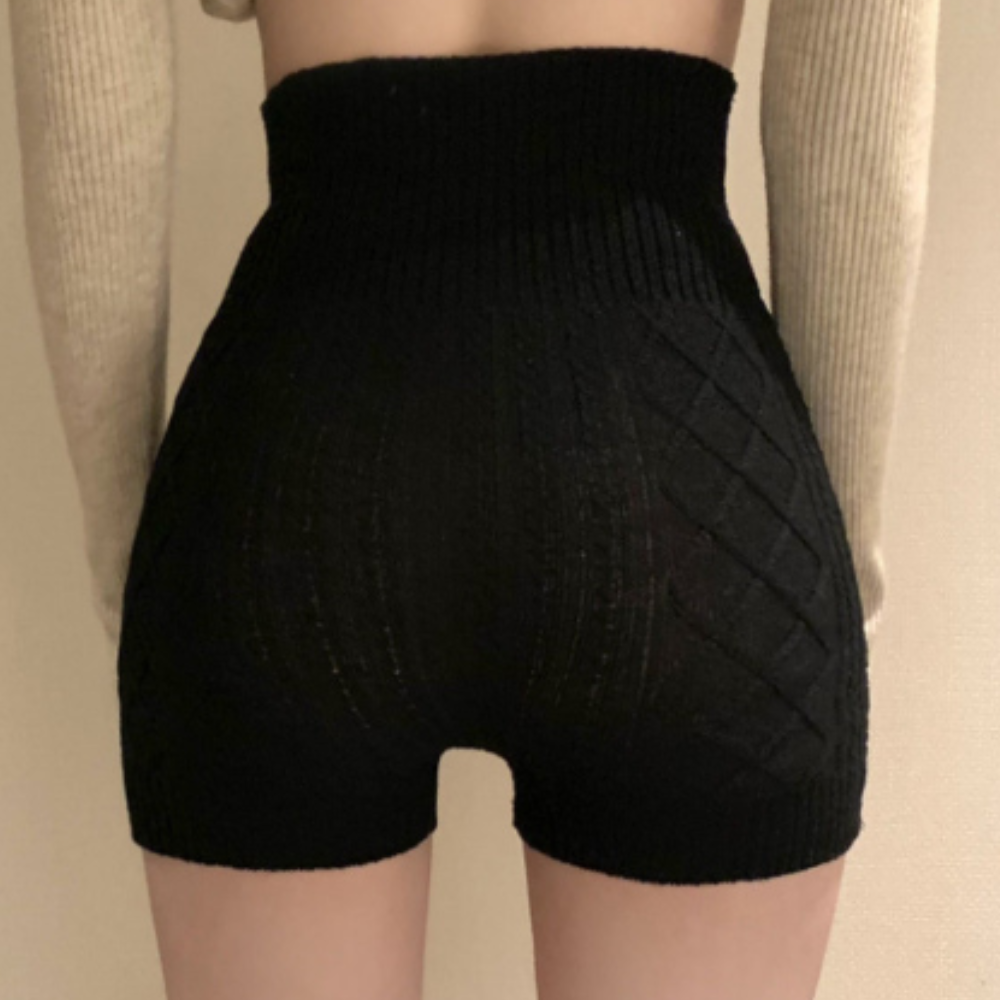 Geribde hoge taille shorts - elegante gebreide shorts voor vrouwen