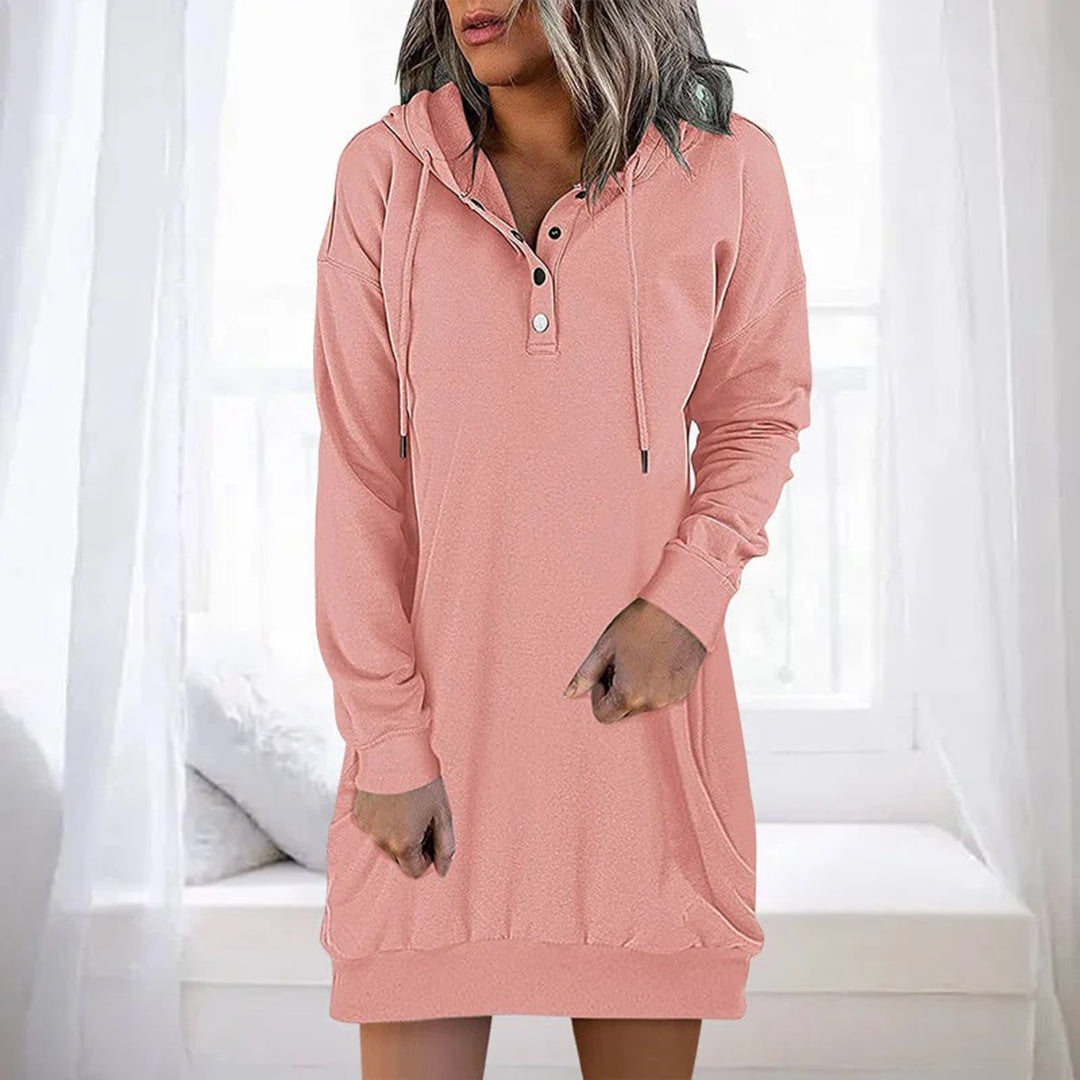 Hooded casual dress - stijlvolle vrouwen hoodie jurk