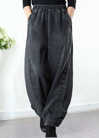 Dames harembroek: trendy casual wear - grijze denim met zakken voor plus sizes